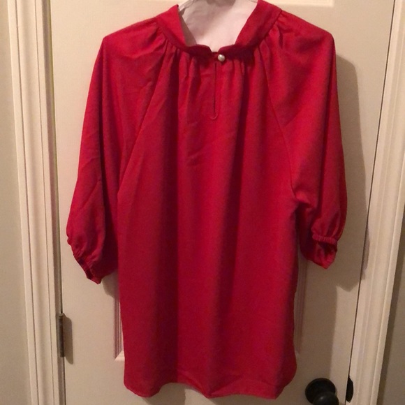 Puff sleeve blouse - poppy red - Size Large - Picture 2 of 2